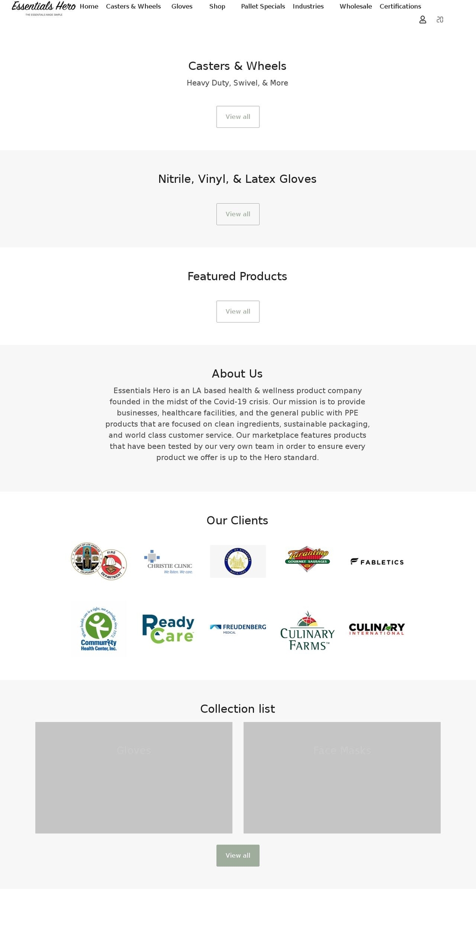 essentialshero.com shopify website screenshot