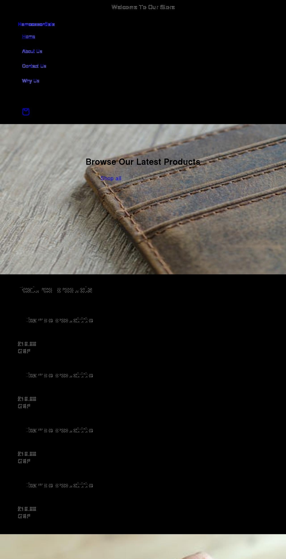 essentialshomes.com shopify website screenshot