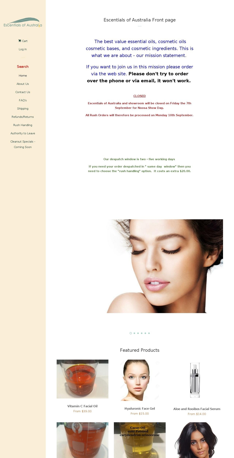 essentialsofaustralia.com shopify website screenshot