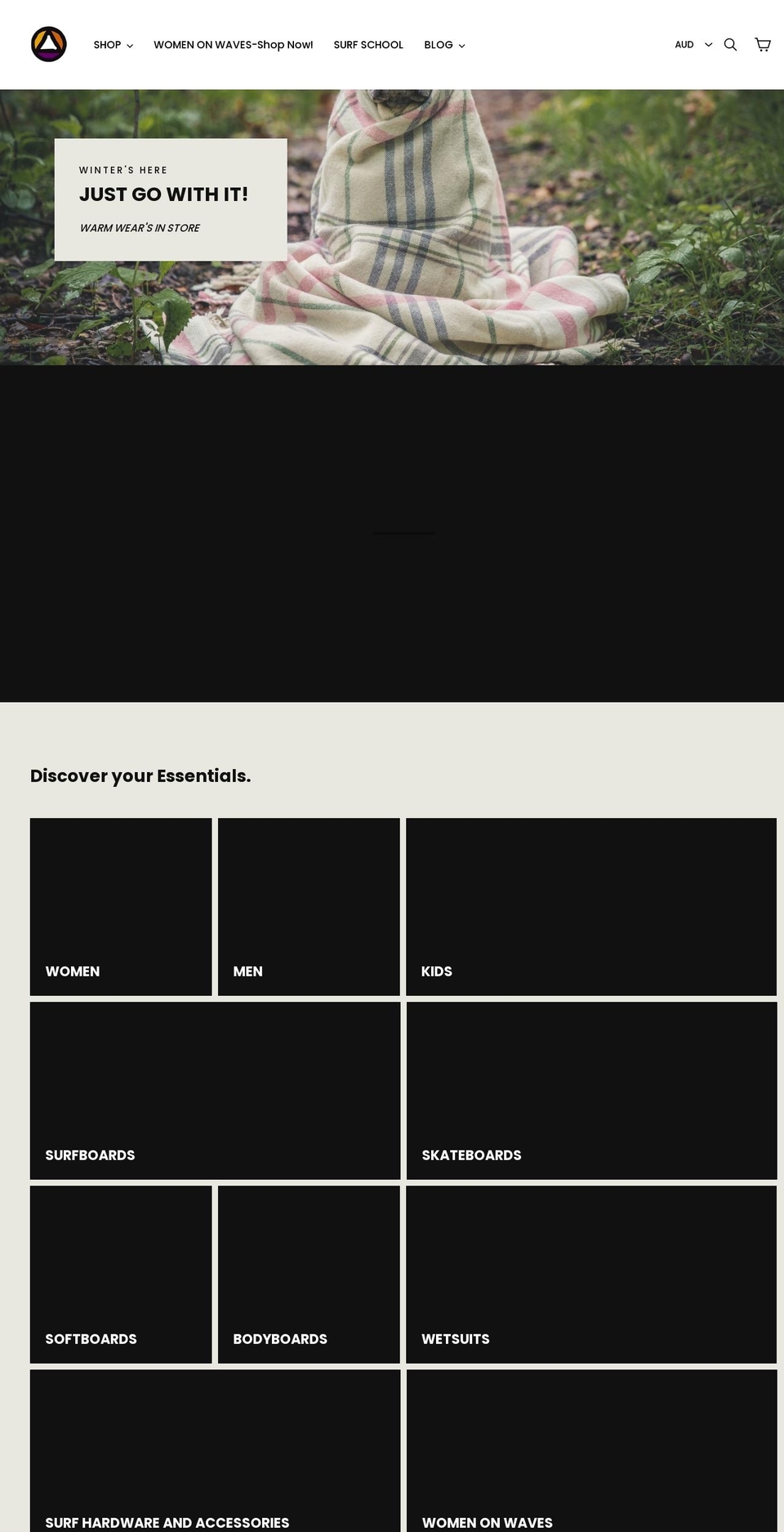 essentialsurfandskate.com.au shopify website screenshot