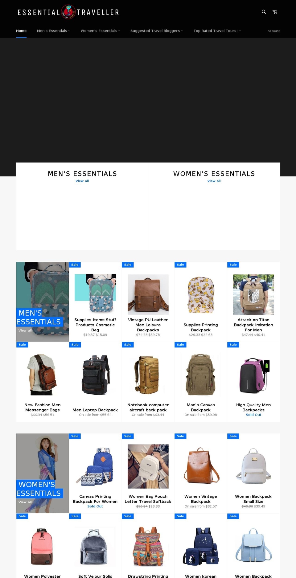 essentialtraveller.com — Shopify storefront screenshot