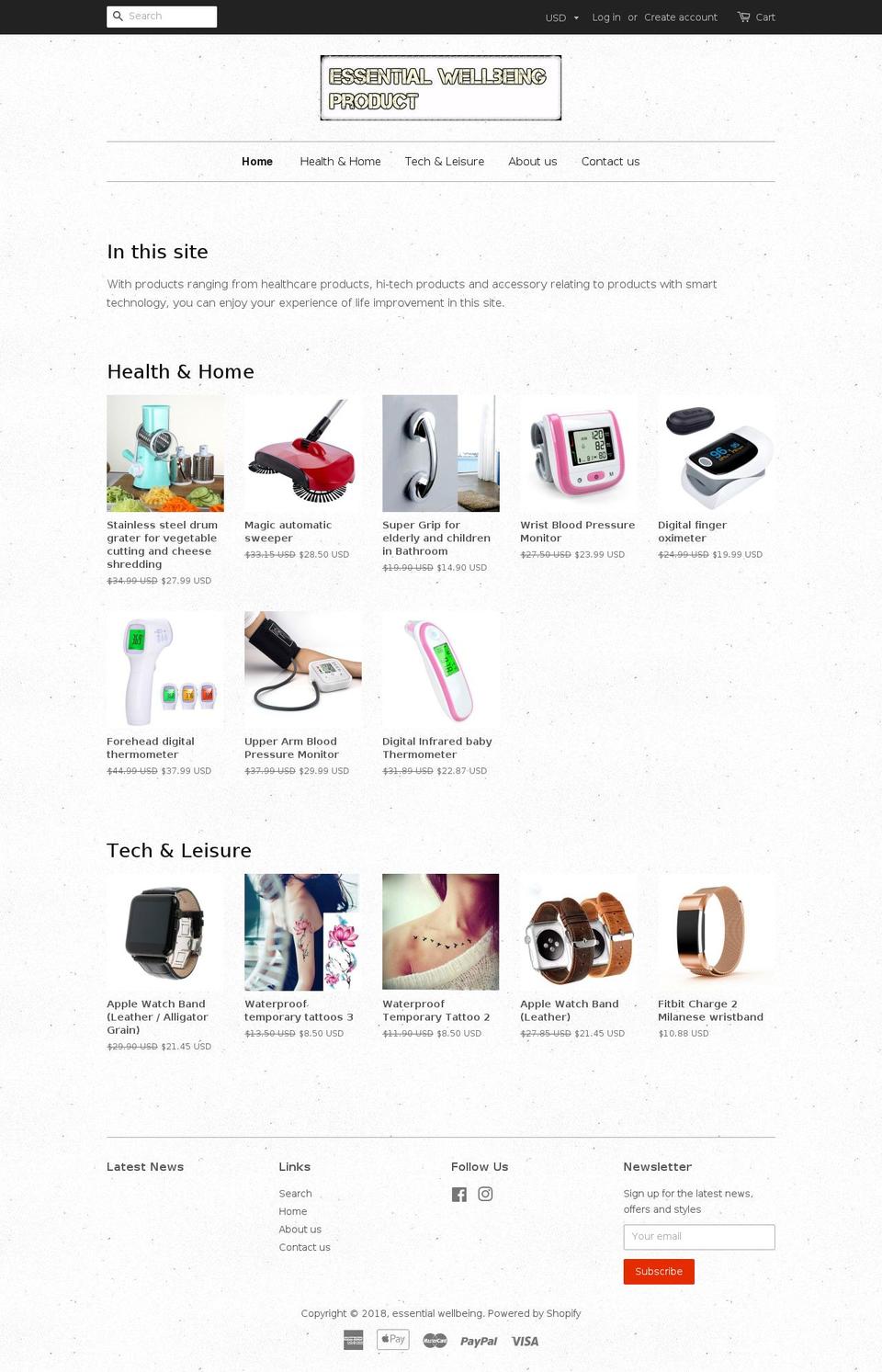 essentialwellbeingproduct.com shopify website screenshot