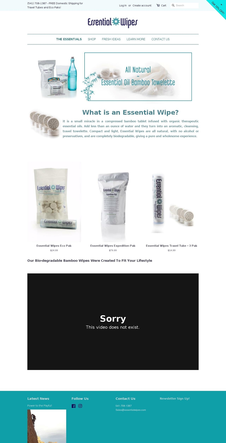 essentialwipes.com shopify website screenshot
