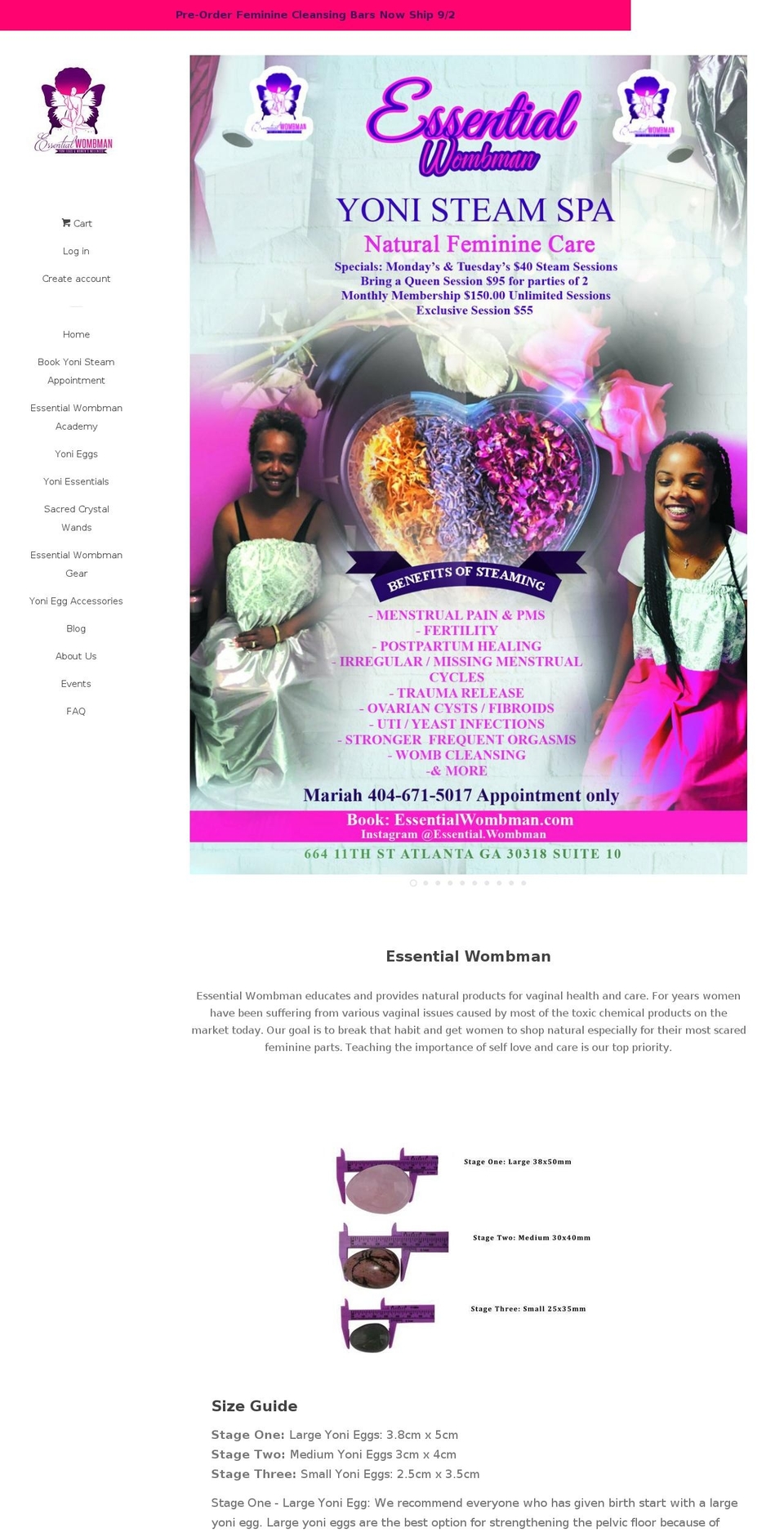 essentialwombman.com — Shopify storefront screenshot