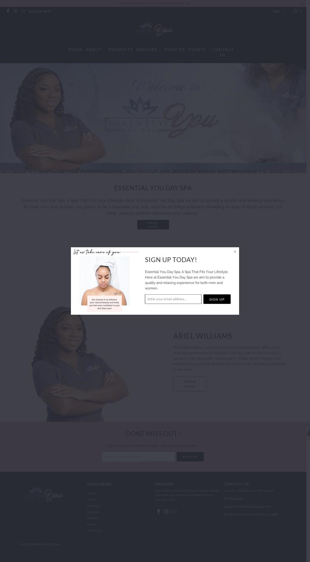 essentialyoudayspa.com shopify website screenshot