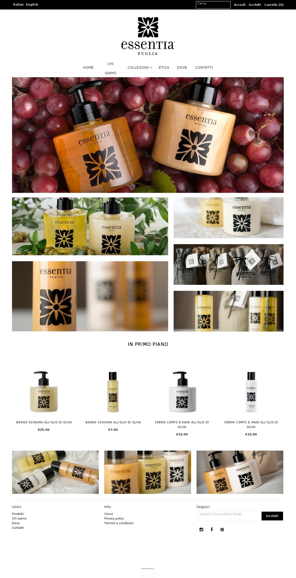 essentiapuglia.com shopify website screenshot