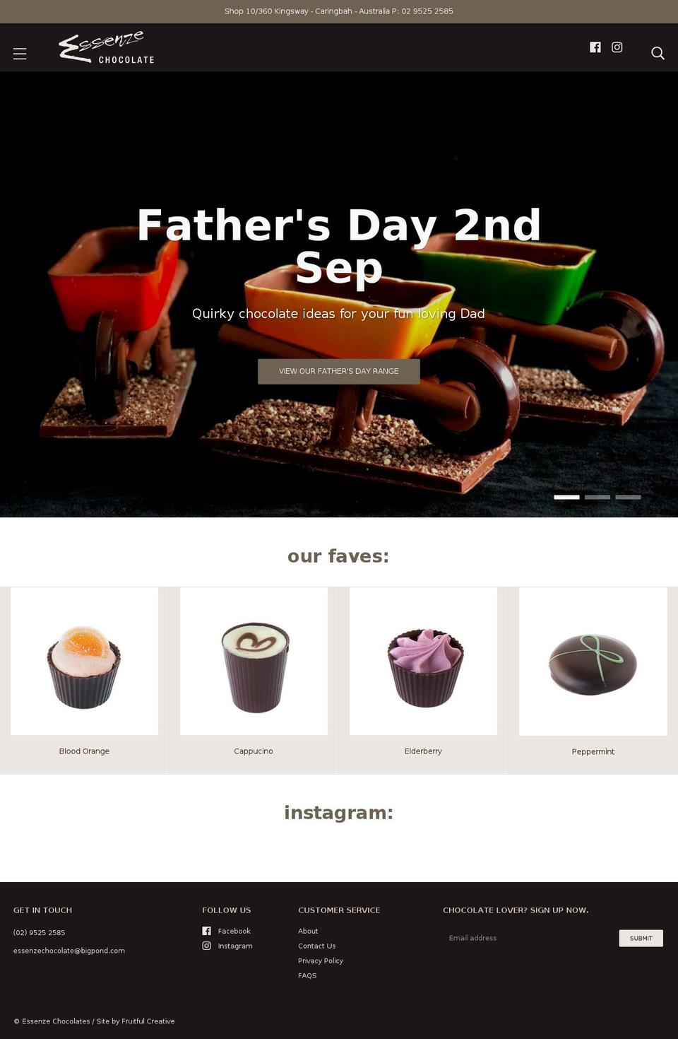 essenzechocolates.com.au shopify website screenshot