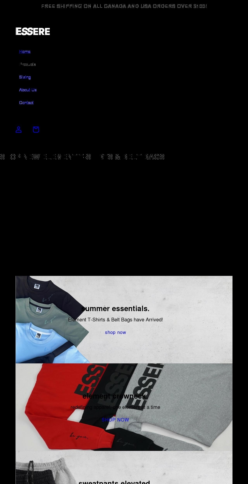 essereessentials.com shopify website screenshot