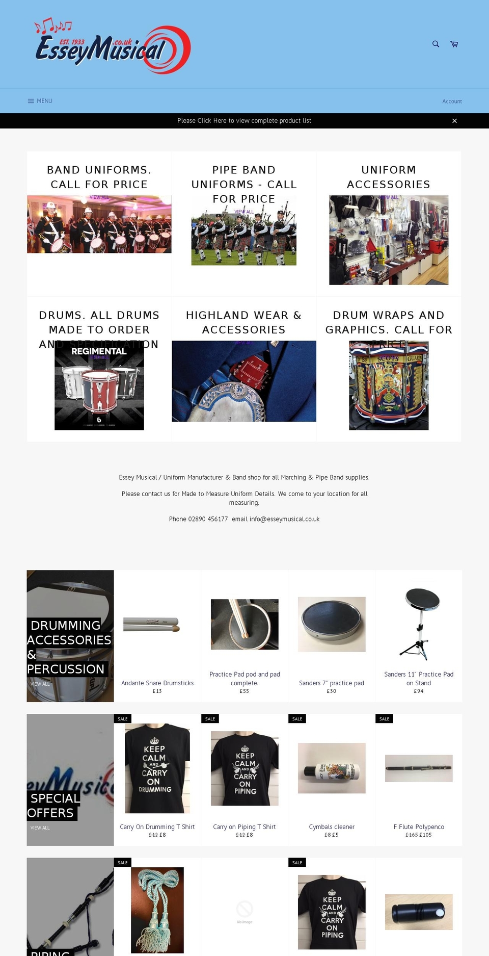 esseymusical.co.uk shopify website screenshot