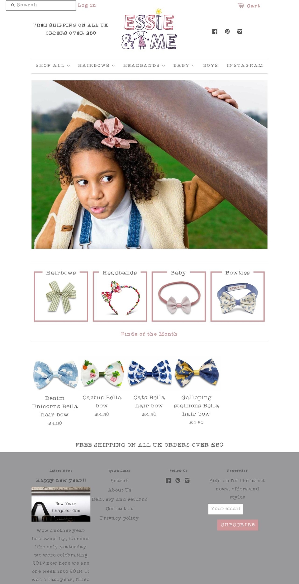 essiesbitsandbows.com — Shopify storefront screenshot