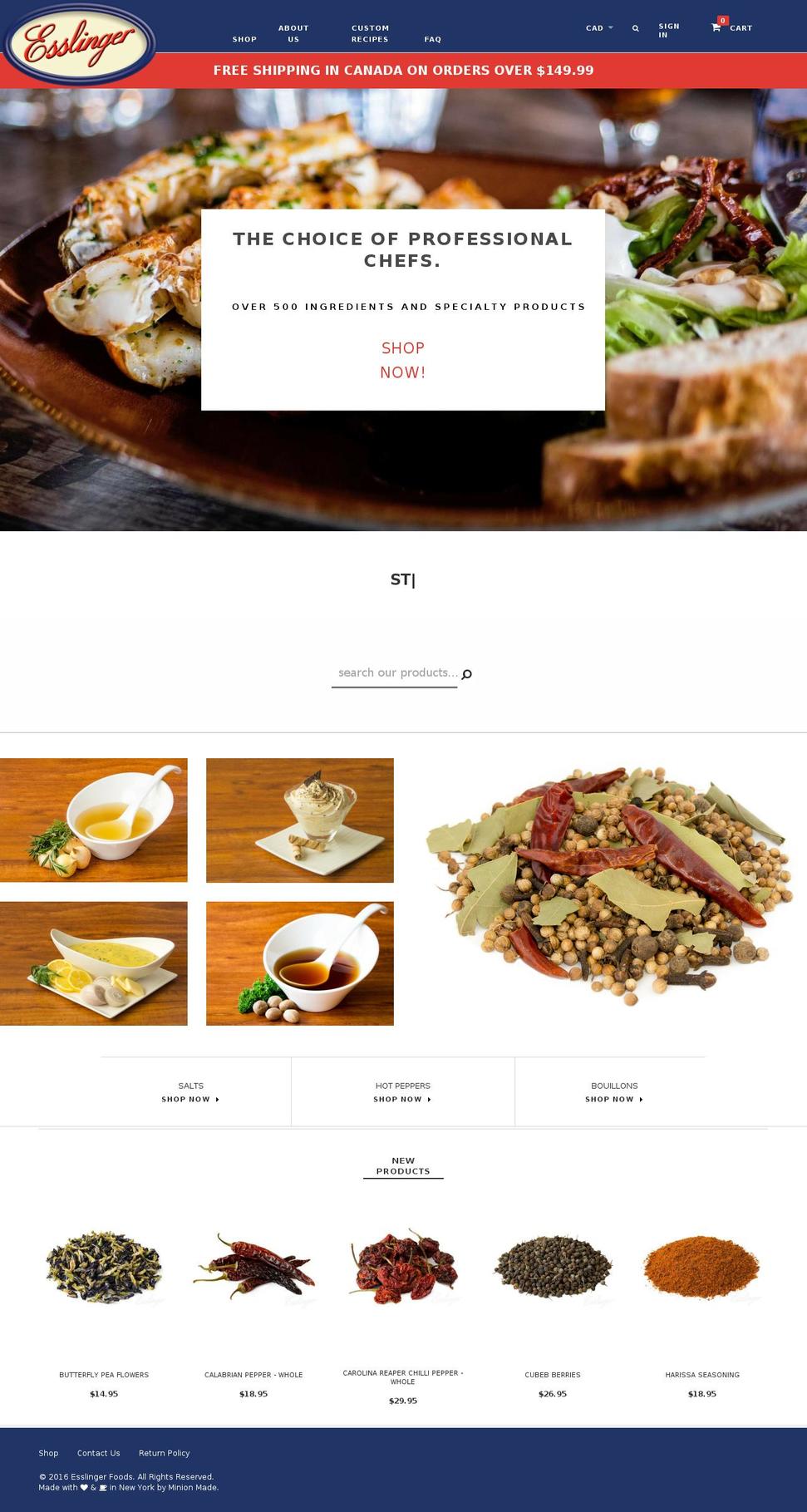 Made With ❤ By Minion Made Shopify theme site example esslingerfoods.com