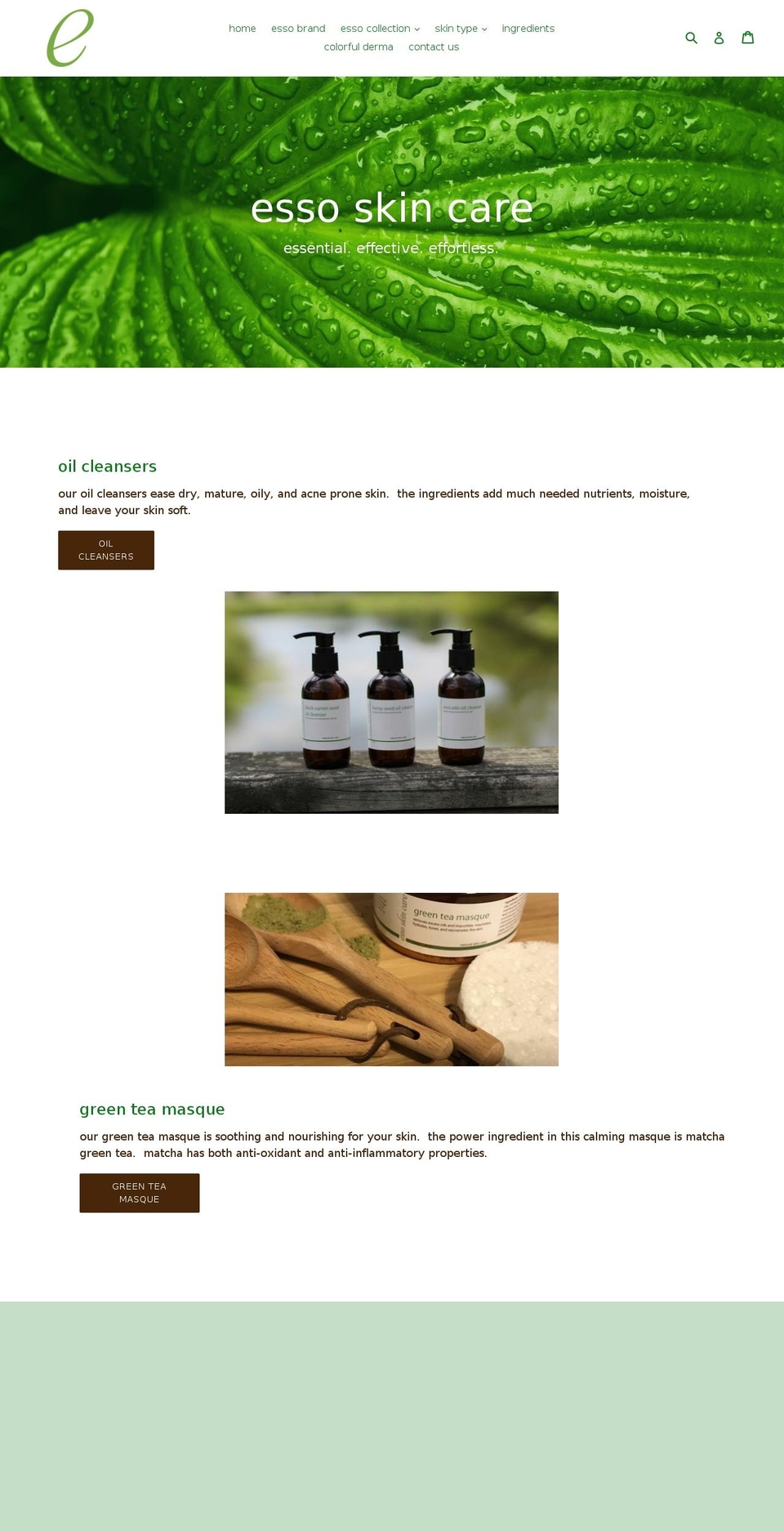 essoskincare.com — Shopify storefront screenshot