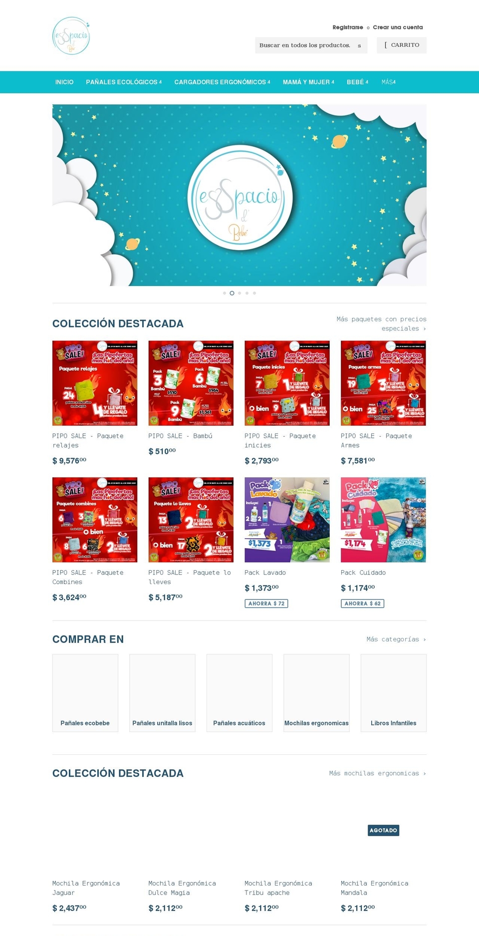 esspaciodbebe.com — Shopify storefront screenshot