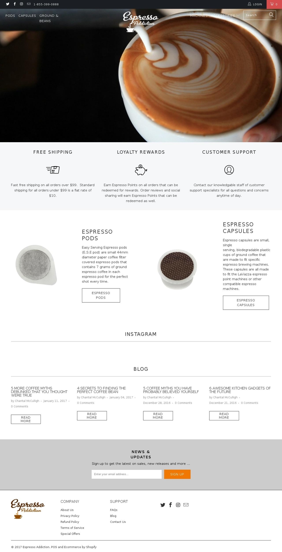 esspressoaddiction.com shopify website screenshot