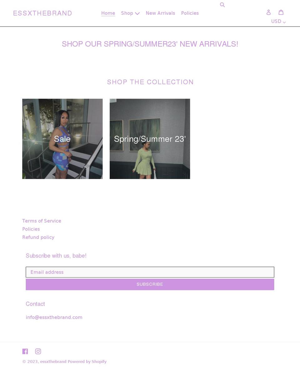 essxthebrand.com shopify website screenshot