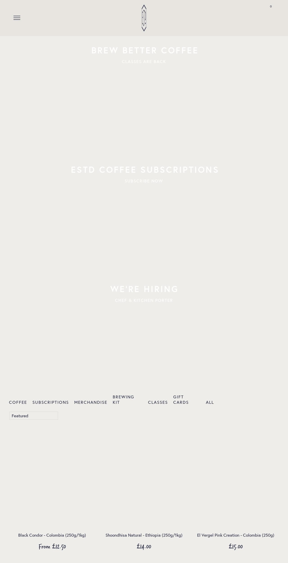 established.coffee shopify website screenshot