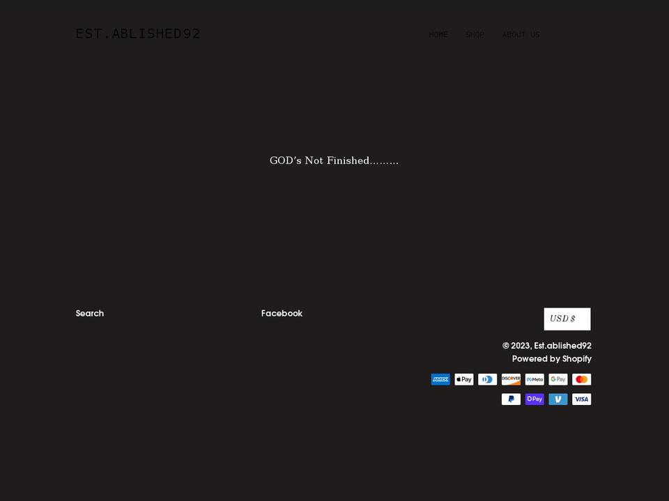 established92.com shopify website screenshot