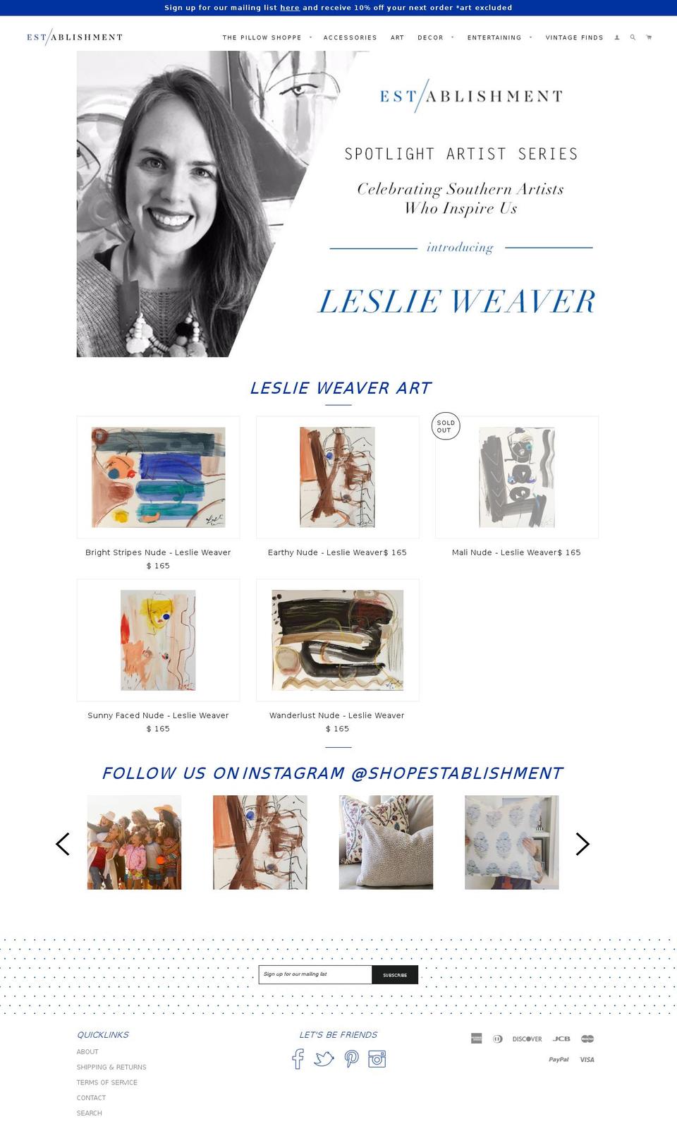 establishmenthome.com shopify website screenshot