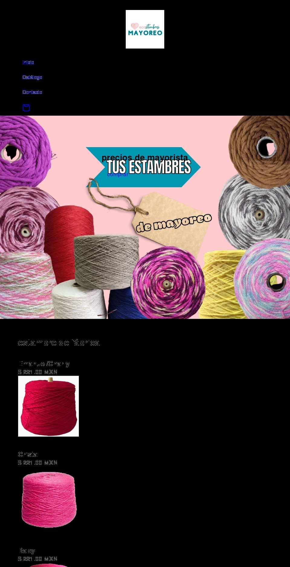 estambresmayoreo.com shopify website screenshot