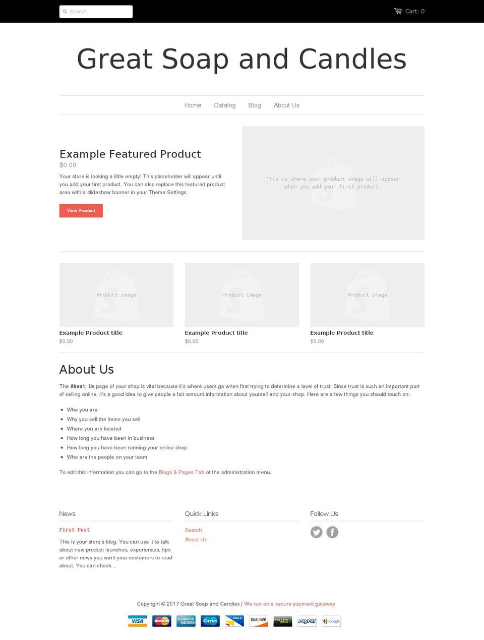 estatesoapandcandle.com shopify website screenshot