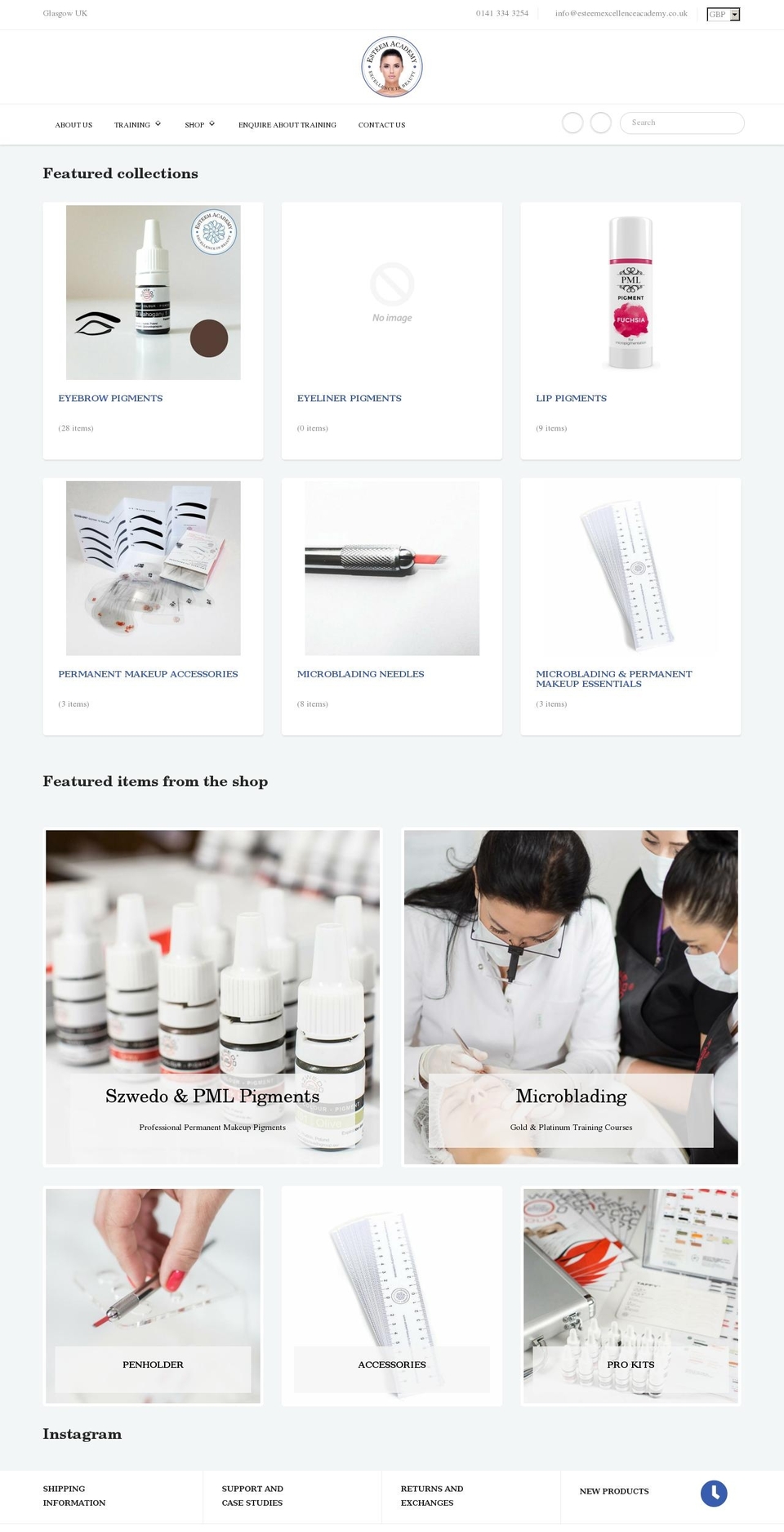 esteemexcellenceacademy.co.uk shopify website screenshot