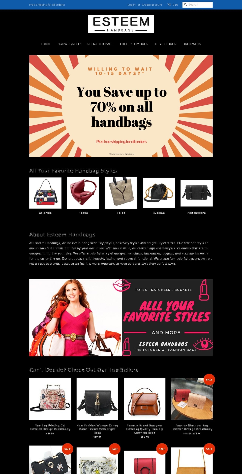 esteemhandbags.com — Shopify storefront screenshot