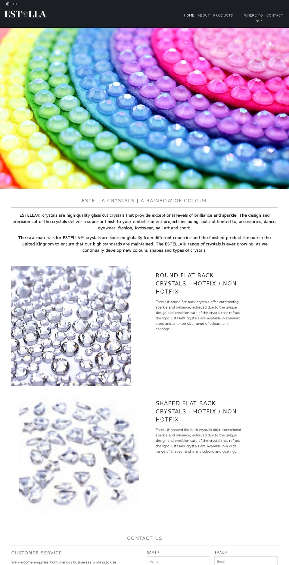 estellacrystals.com shopify website screenshot