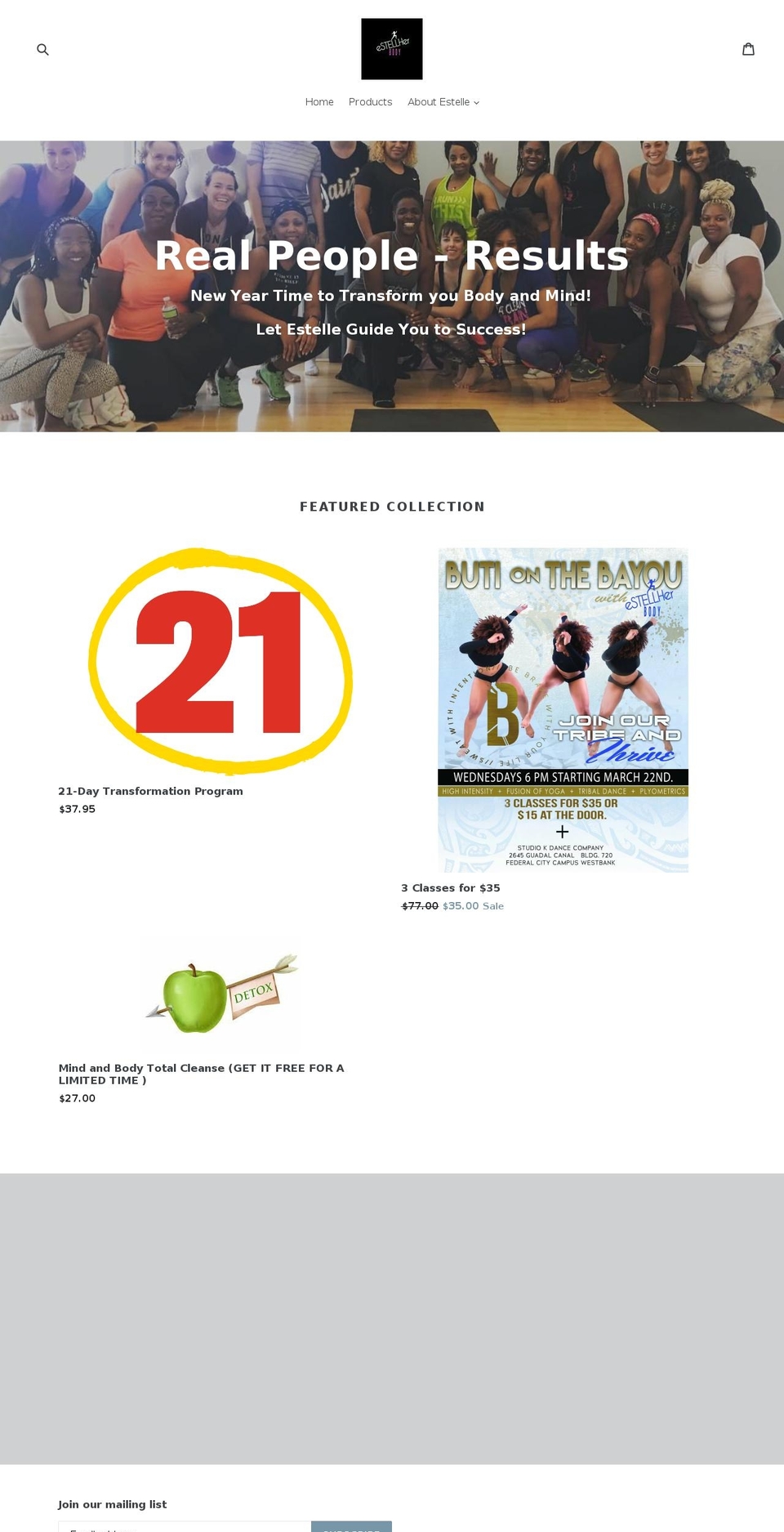 estellehunter.com shopify website screenshot