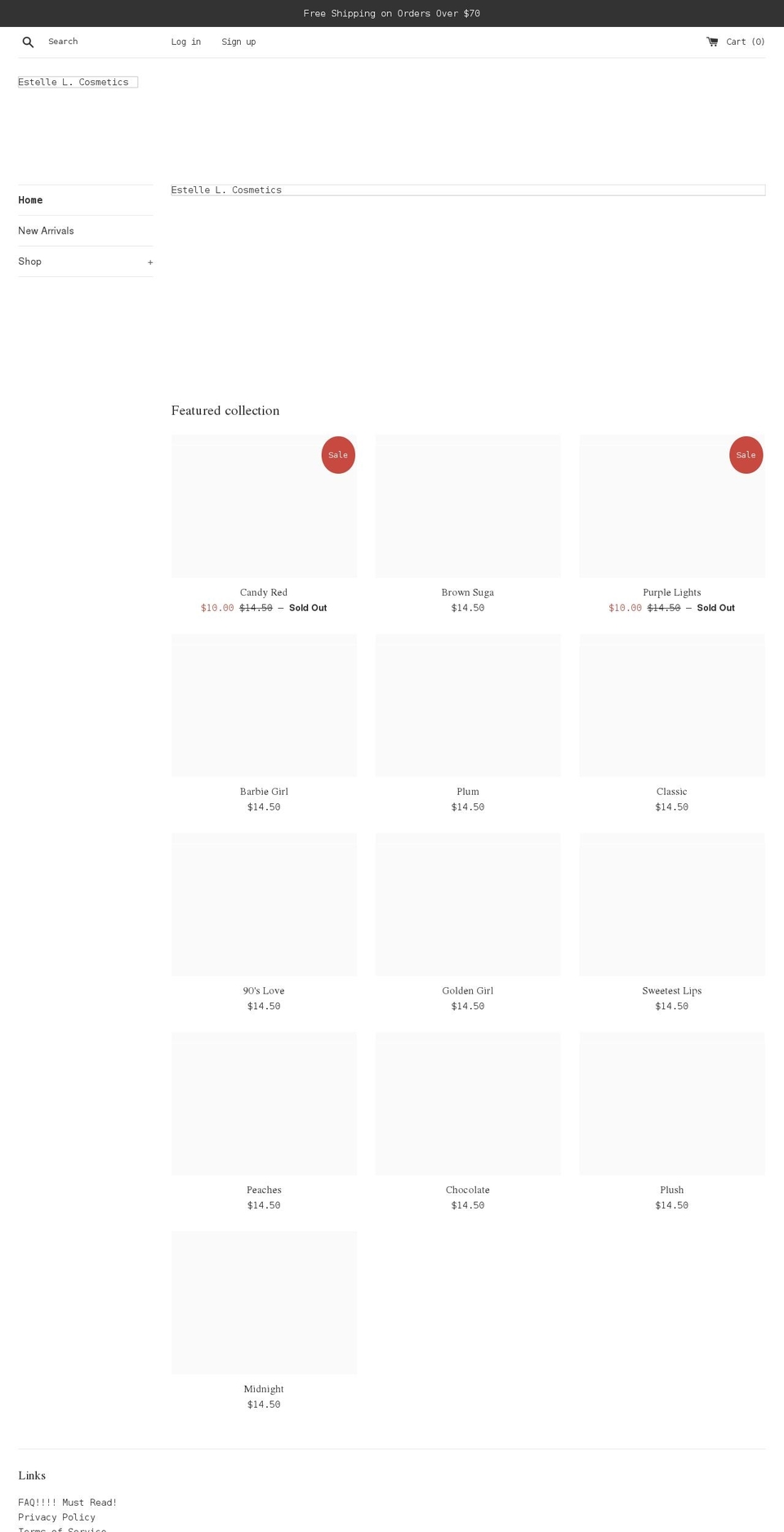 estellelcosmetics.com shopify website screenshot