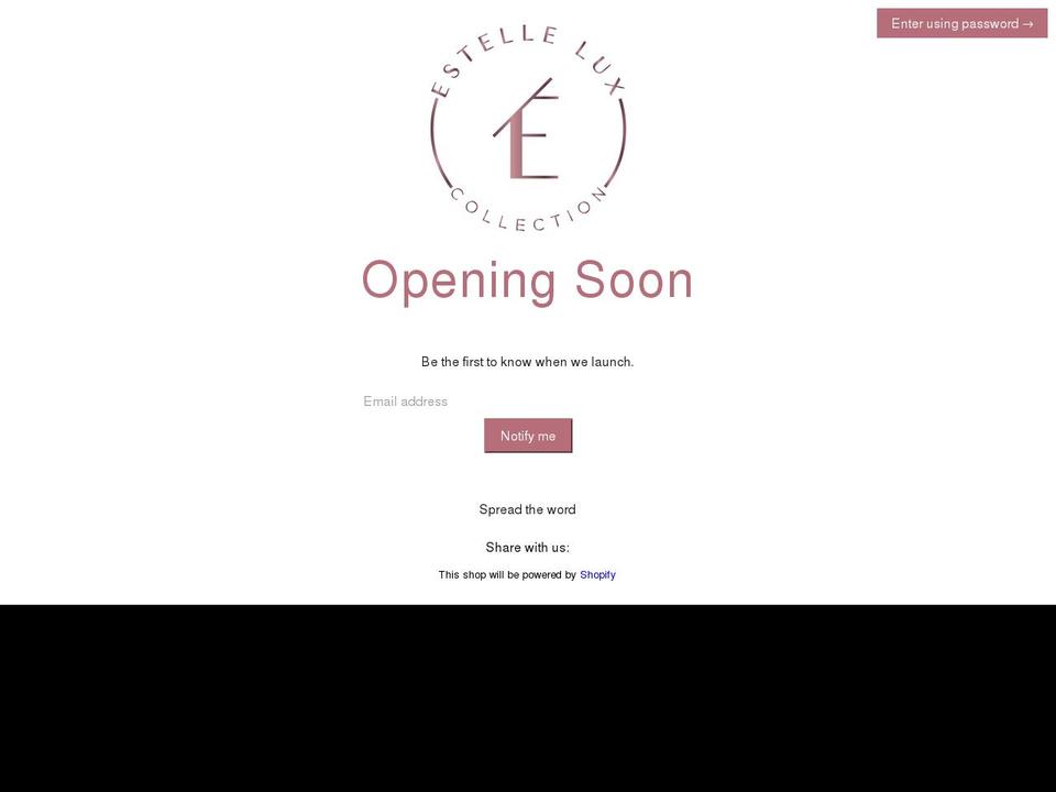 estelleluxcollection.com shopify website screenshot