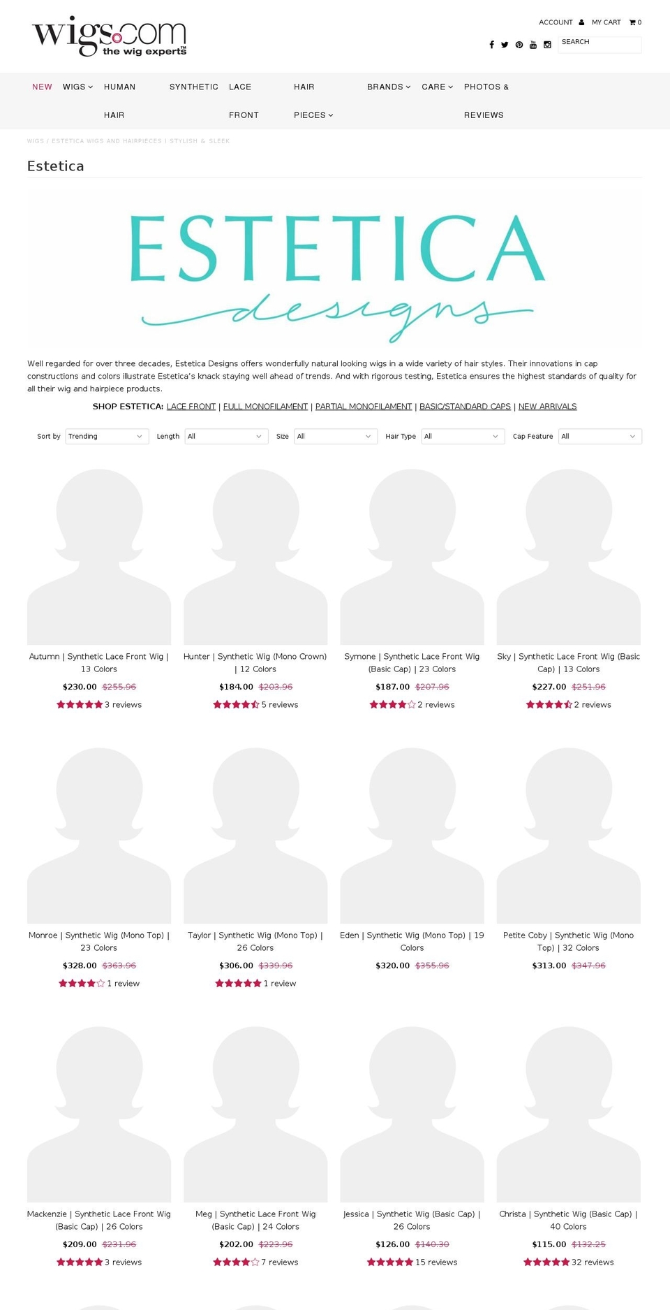 estetica-wigs.com shopify website screenshot