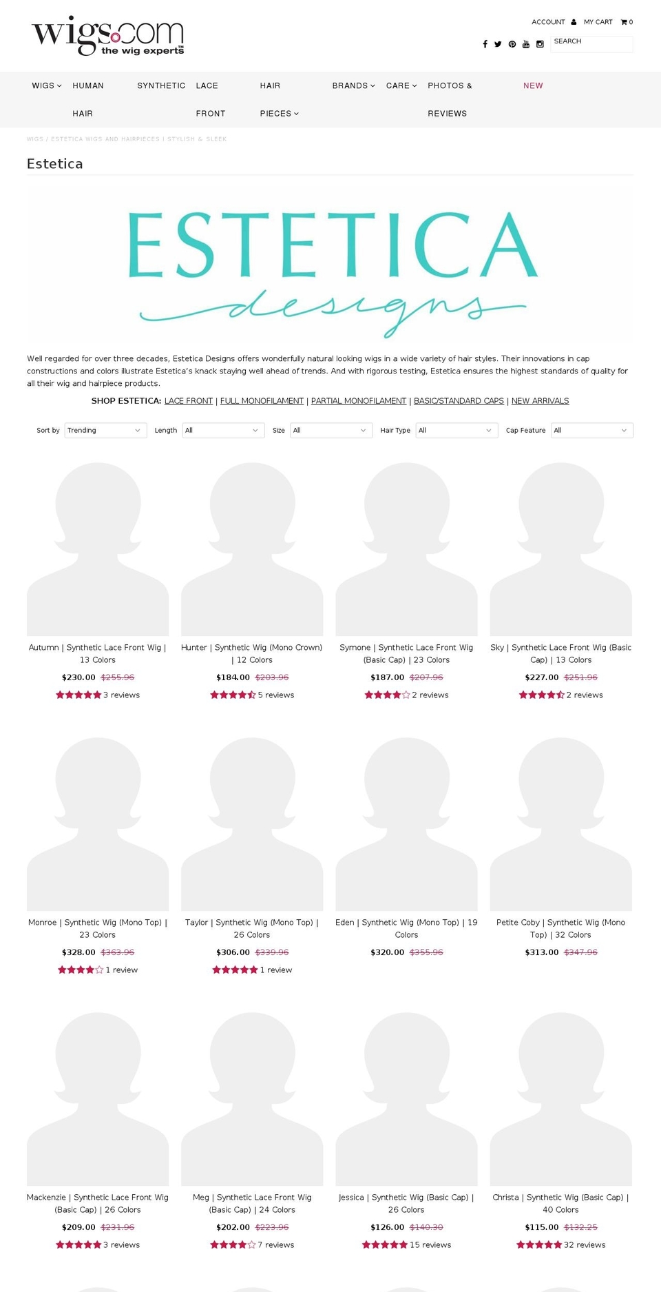 esteticawig.com — Shopify storefront screenshot