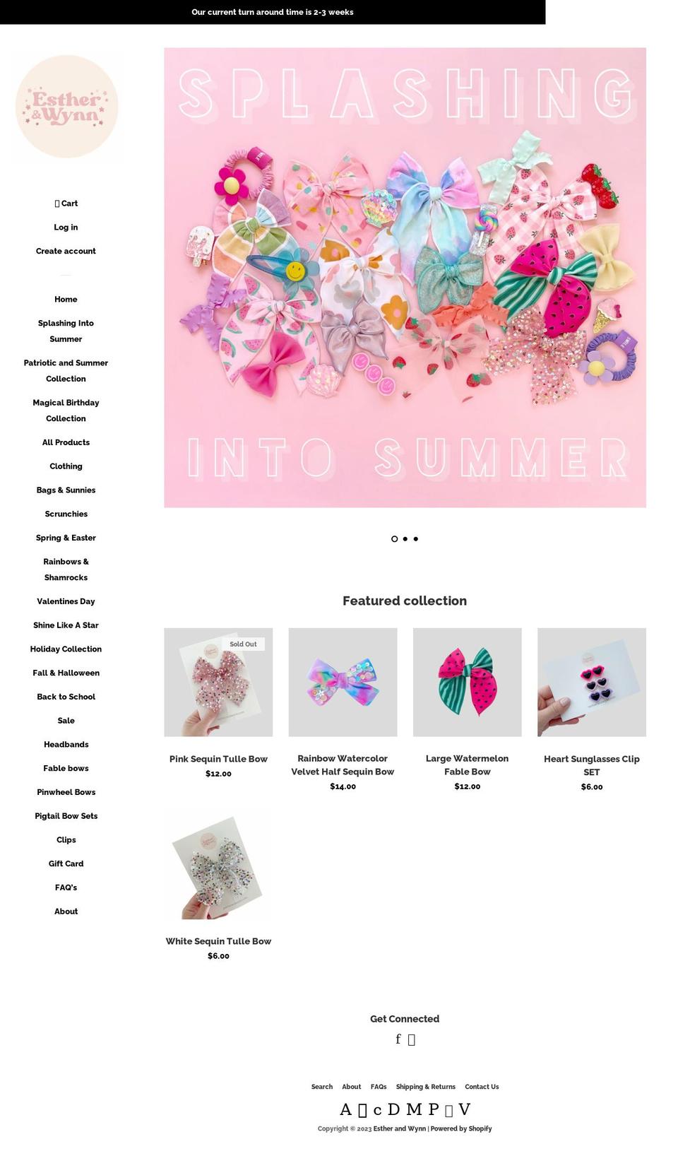 estherandwynn.com shopify website screenshot