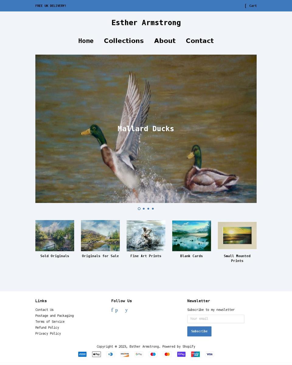 estherarmstrong.com shopify website screenshot