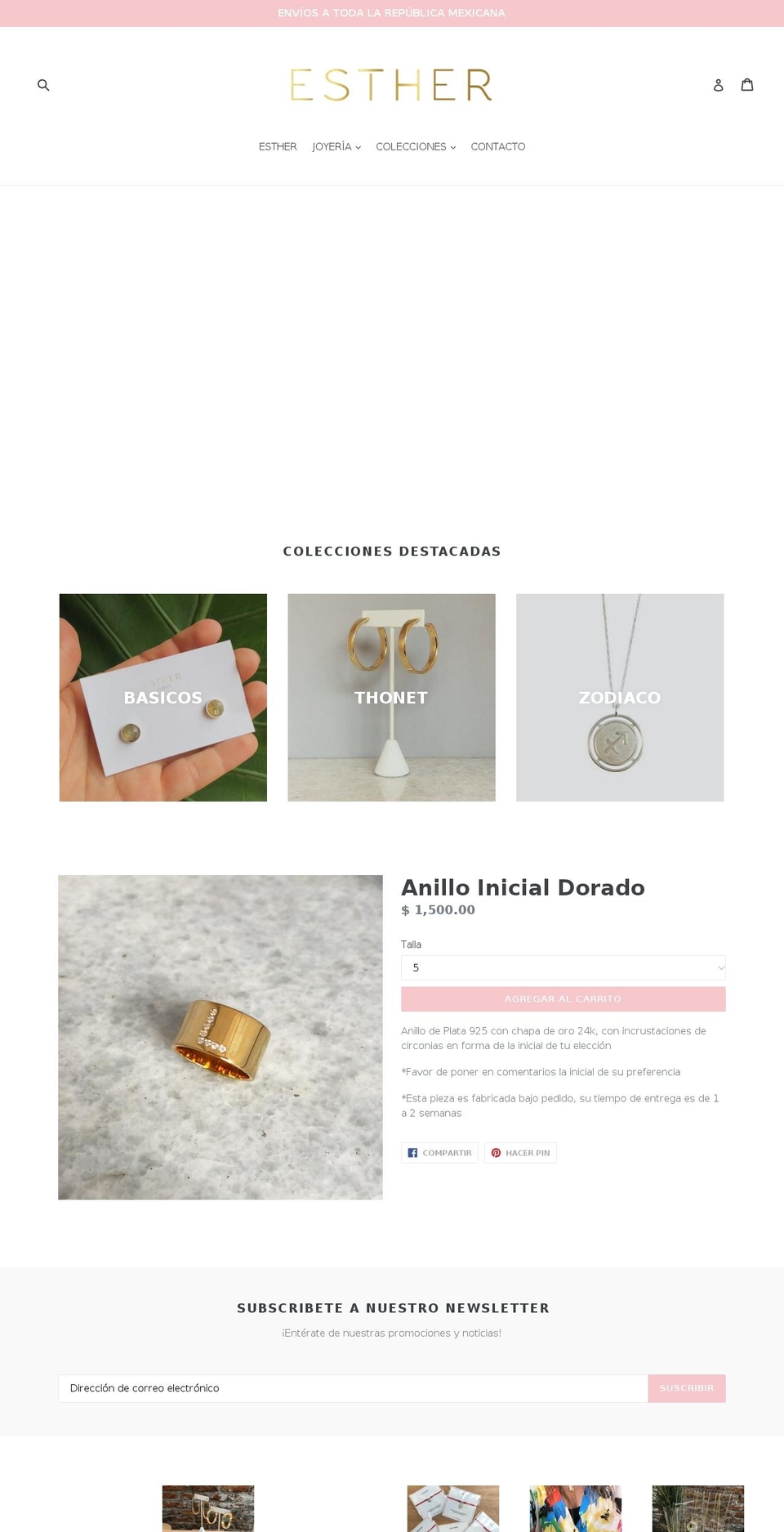 esthermx.com — Shopify storefront screenshot