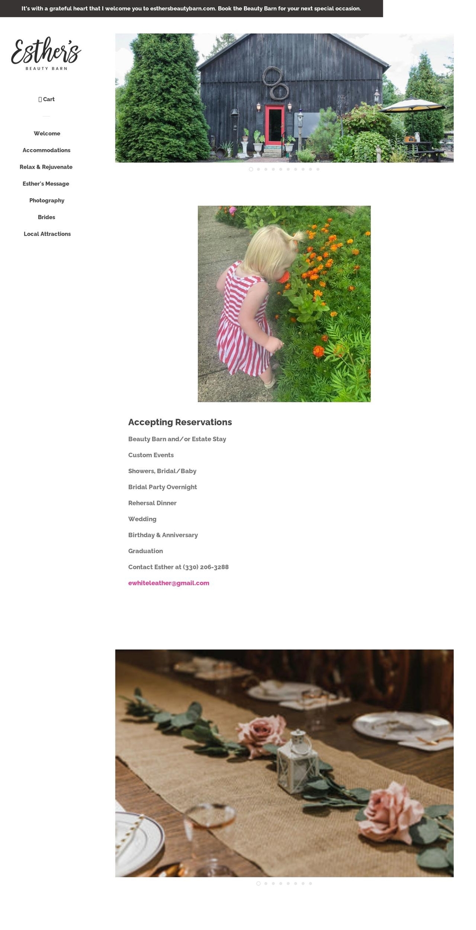 esthersbeautybarn.com shopify website screenshot