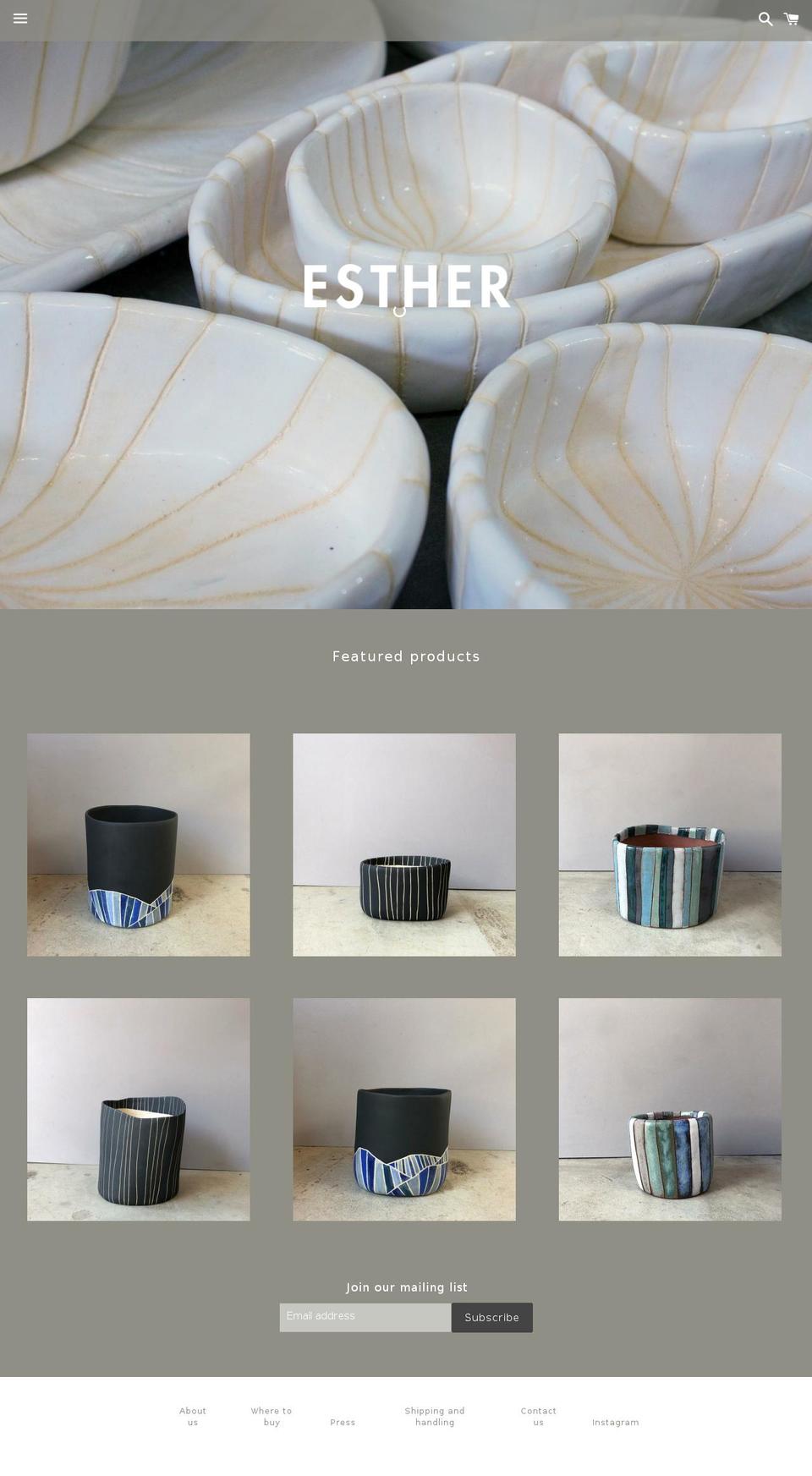 estherstudios.com — Shopify storefront screenshot
