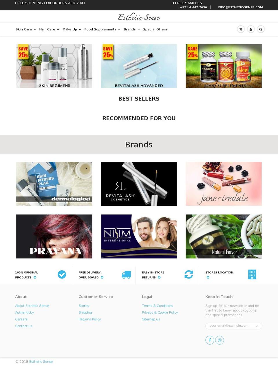 esthetic-sense.com shopify website screenshot