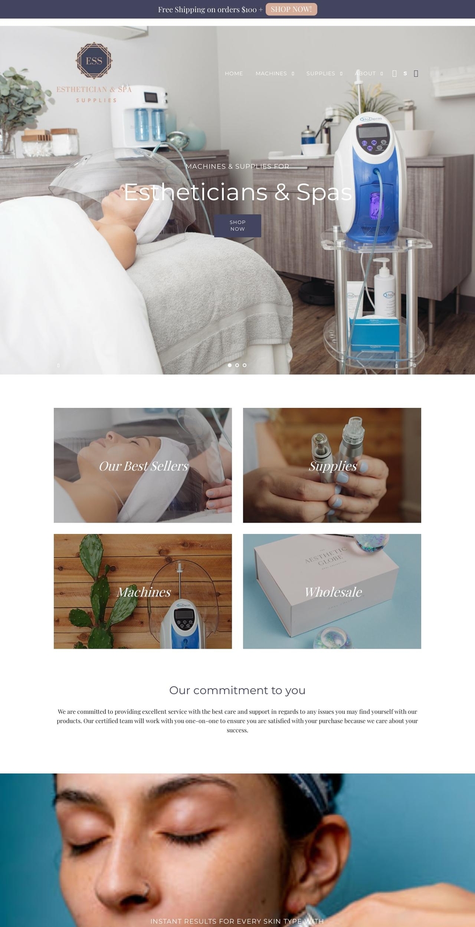 estheticianspasupplies.com shopify website screenshot