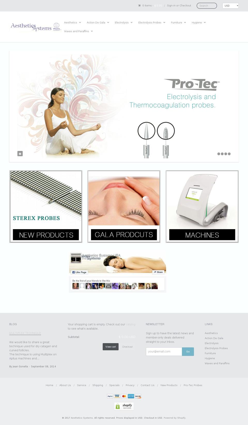 Aesthetics Systems Shopify theme site example estheticssystems.com