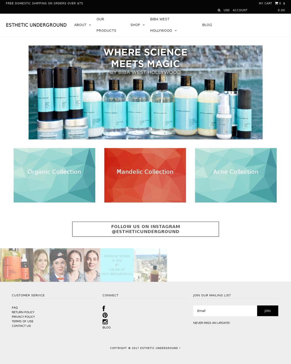 estheticunderground.com shopify website screenshot