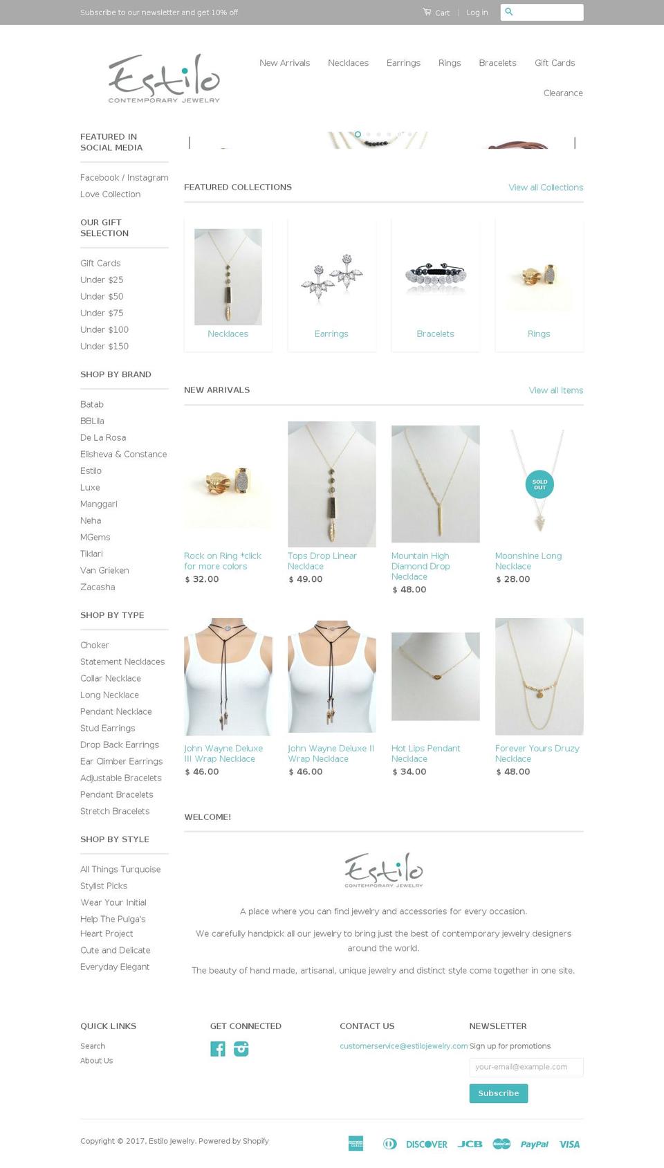 estilojewelry.com shopify website screenshot