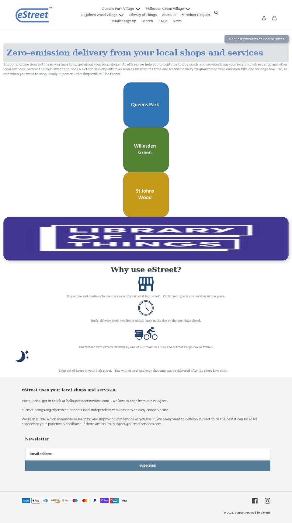 estreetservices.com shopify website screenshot