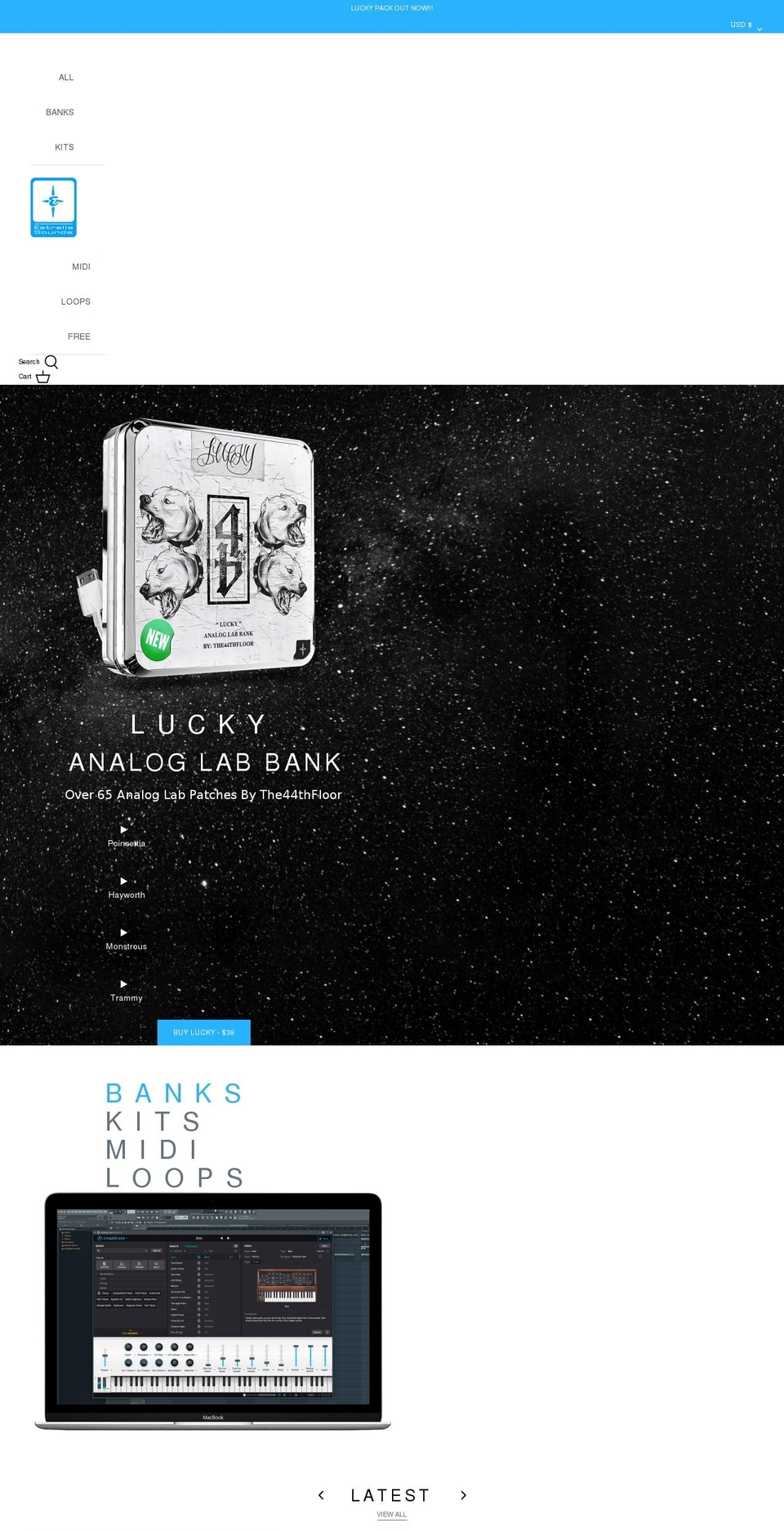 estrellasounds.com shopify website screenshot