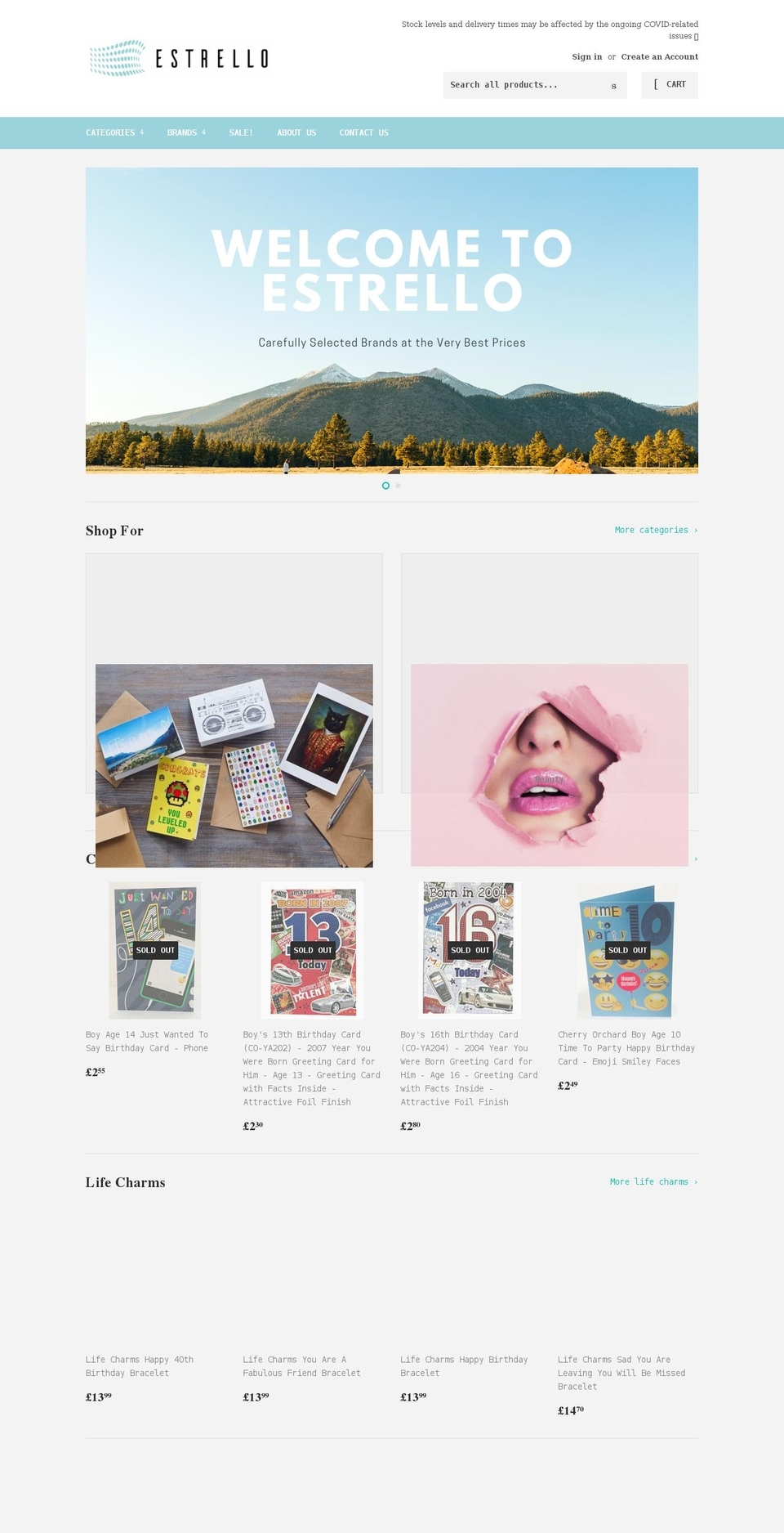 estrello.co.uk shopify website screenshot