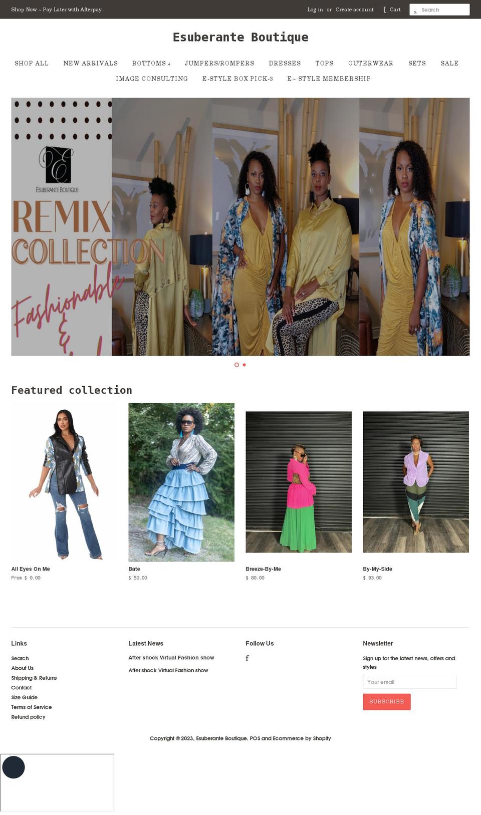 esuberante-boutique.com shopify website screenshot