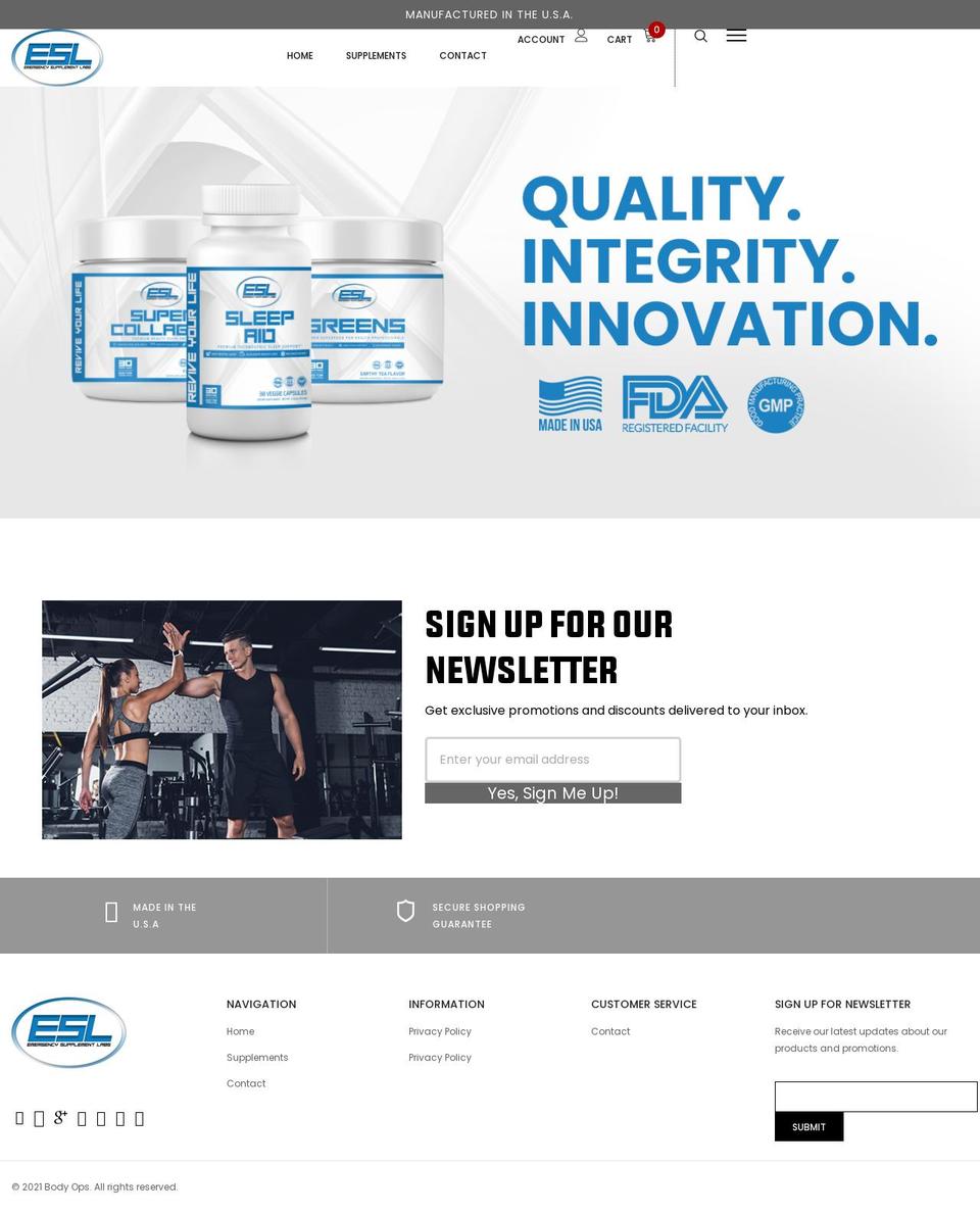 Level  Labs Shopify theme site example esupplabs.com