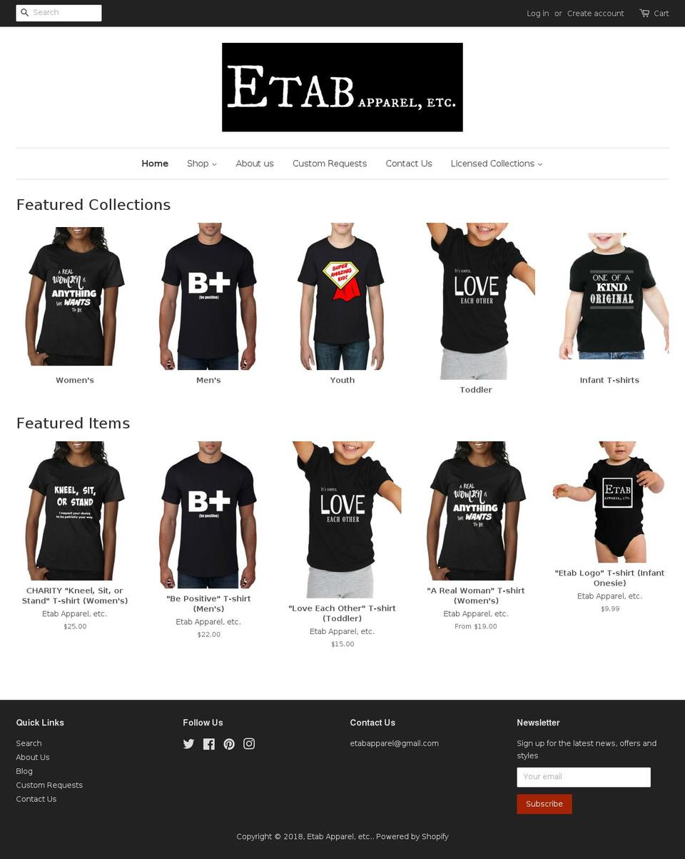 etabapparel.com shopify website screenshot