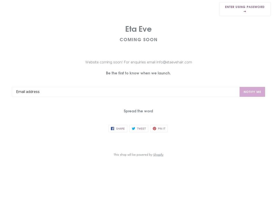 etaevehair.com — Shopify storefront screenshot