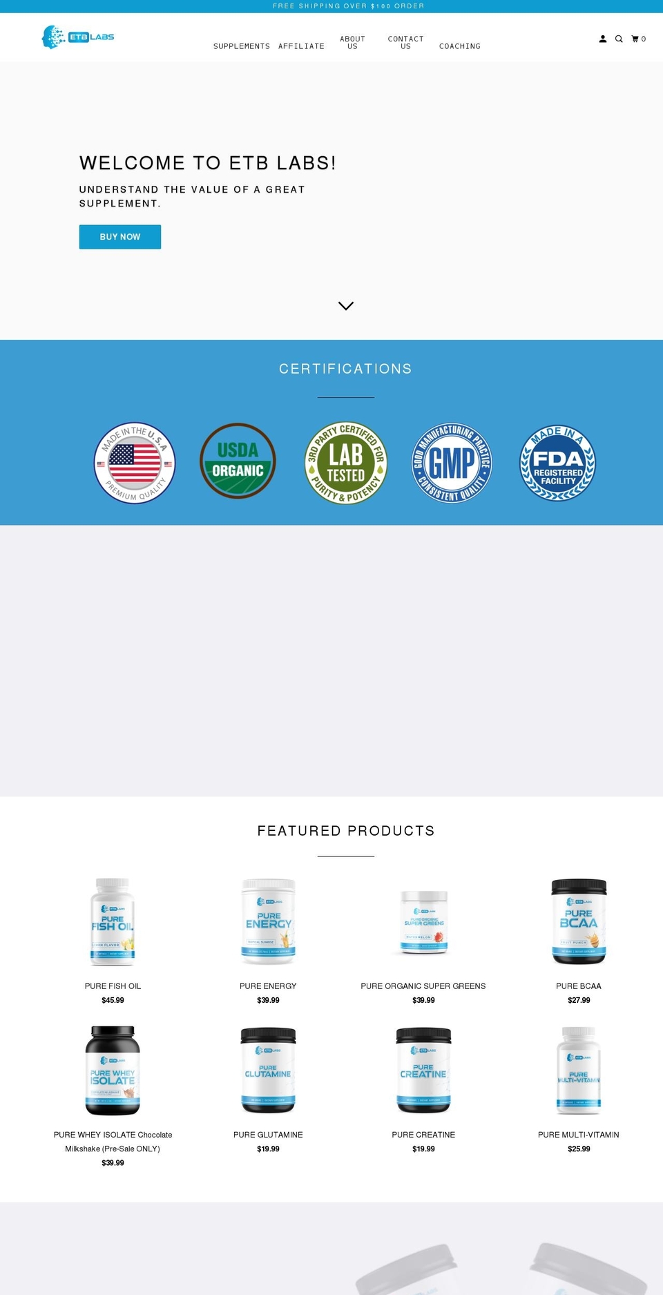 etblabs.ca shopify website screenshot